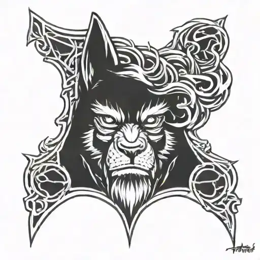 name thanos wolf howling tattoo design idea