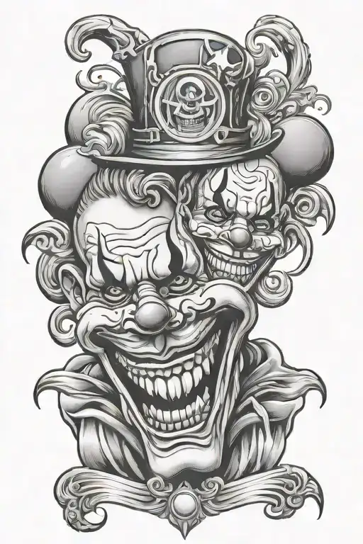 smile now cry later clown mask Chicano style tattoo tattoo design idea