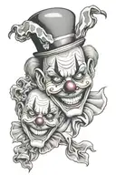 smile now cry later clown mask surrounded tattoo design idea