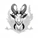 black goat with crows and baba yaga tattoo design idea