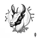 black goat with crows and baba yaga tattoo design idea