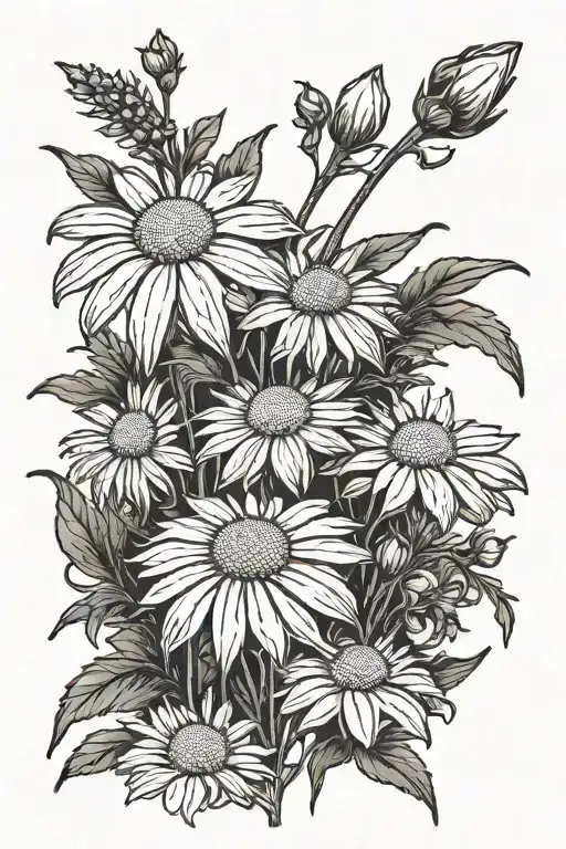 chamomile flower punk magazine cover   tattoo design idea
