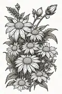 chamomile flower punk magazine cover   tattoo design idea