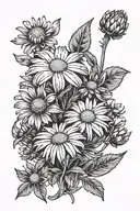 chamomile flower punk magazine cover   tattoo design idea