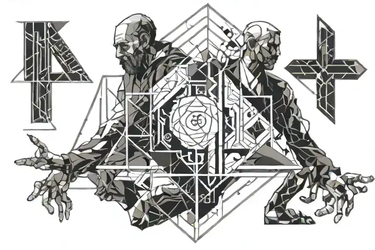 Hard life devorced but happy father of 3 kids initials MAN tattoo design idea