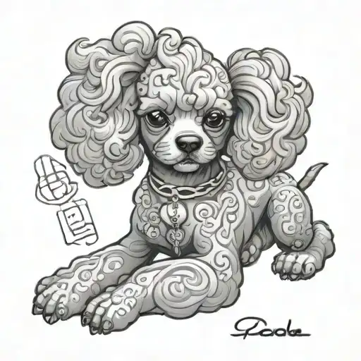 Toy poodle with tattoos Japanese style tattoo design idea