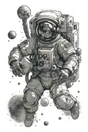 astronaut floating in space tattoo design idea