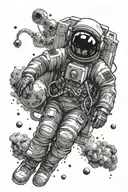 astronaut floating in space tattoo design idea