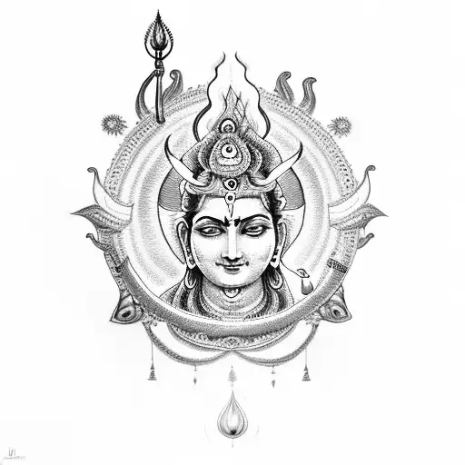 Shiva with rudraksh and aum tattoo design idea
