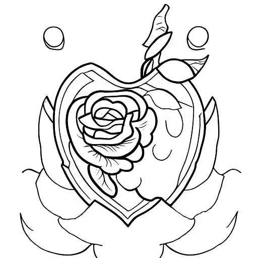 Antique Mirror with bitten apple tattoo design idea