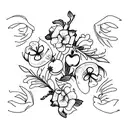 antique mirror with bitten apple tattoo design idea