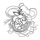 antique mirror with bitten apple tattoo design idea