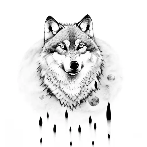 Wolf Forest Moon tattoo design idea