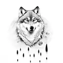 Wolf Forest Moon tattoo design idea