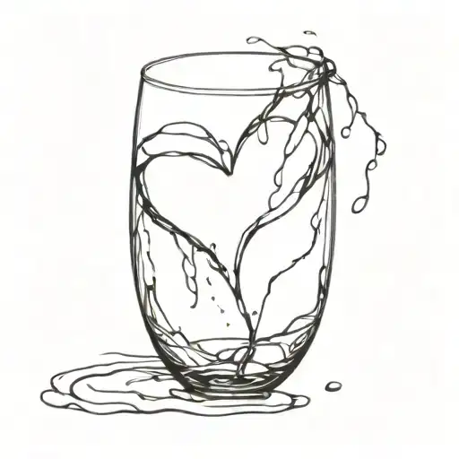 heart that is drowned in wine in destroyed glass wine tattoo design idea