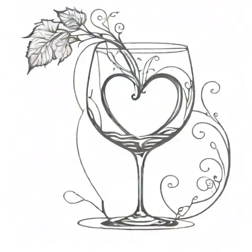 heart that is drowned in wine in wine glass tattoo design idea