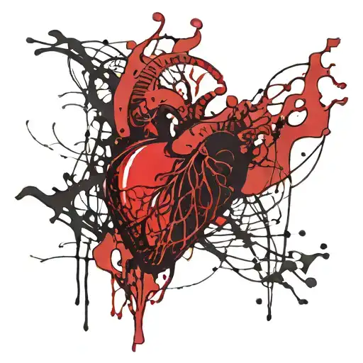 heart that is drowned in wine in destroyed glass wine tattoo design idea