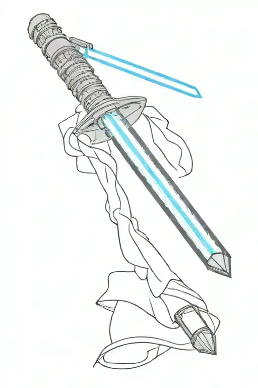 Obi wan Kenobi's lightsaber with blue sword tattoo design idea