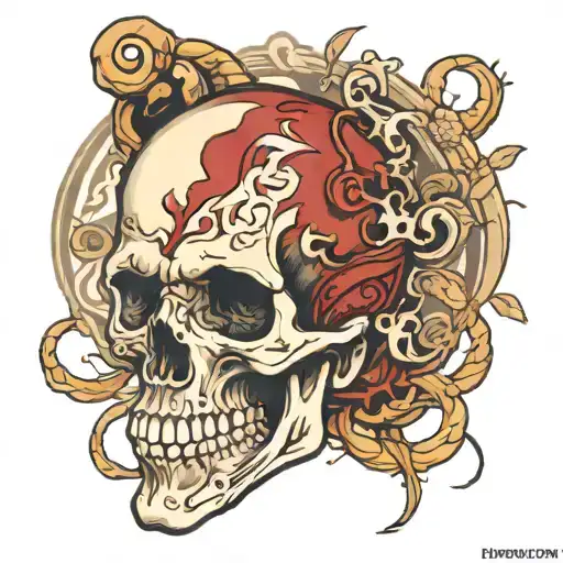 skull blood and bone tattoo design idea
