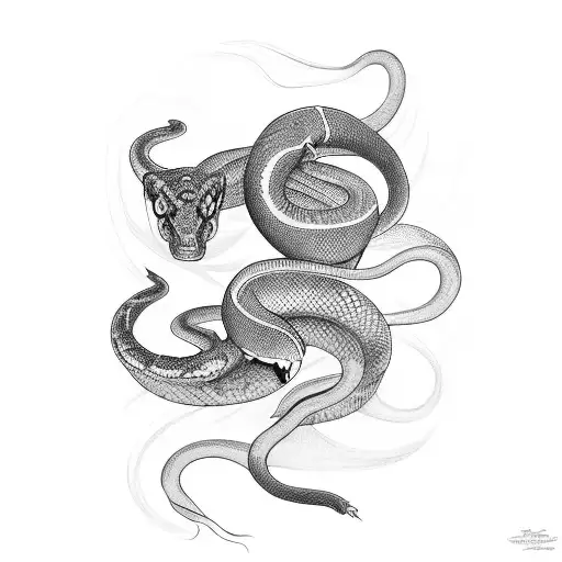 words "femme fatale" combined with a snake  tattoo design idea