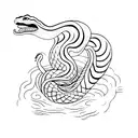 words "femme fatale" and a snake going through it tattoo design idea