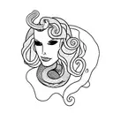 words "femme fatale" and a snake going through it tattoo design idea