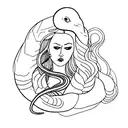 words "femme fatale" and a snake going through it tattoo design idea