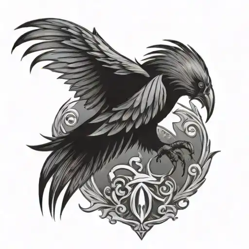 phoenix with bat wings  tattoo design idea