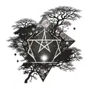 Diamonds in the trees. Pentagrams in the night sky. tattoo design idea