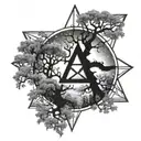 Diamonds in the trees. Pentagrams in the night sky. tattoo design idea