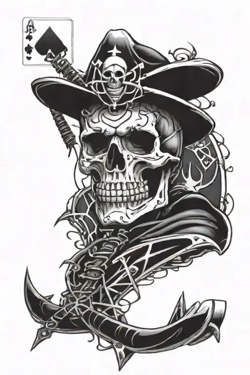 Skull, Metallica, Rock, Biker, Maltese Cross, Electric Guitar, Spider Web, Playing Card And Dice tattoo design idea