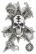 Skull, Metallica, Rock, Biker, Maltese Cross, Electric Guitar, Spider Web, Playing Card And Dice tattoo design idea