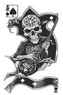 Skull, Metallica, Rock, Biker, Maltese Cross, Electric Guitar, Spider Web, Playing Card And Dice tattoo design idea