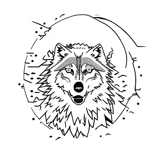 wolf and planet earth tattoo design idea