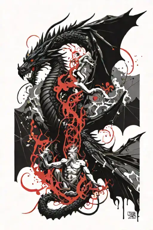 dragon and zeus protecting the world tattoo design idea