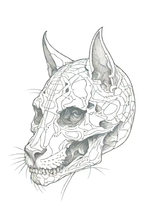 Cat skull tattoo design idea