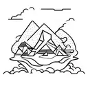 A rock band performing on a floating island in the sky tattoo design idea
