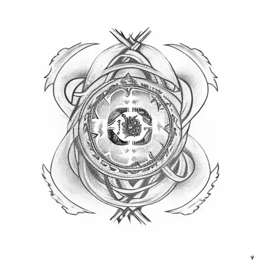 Vegvisir intertwined with a raven's wings tattoo design idea