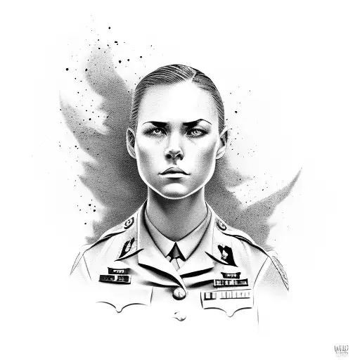unites states army female soldier tattoo design idea