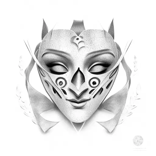 two masks with fake emotions tattoo design idea