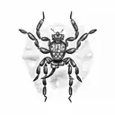 A technician repairing a scorpion-shaped robot tattoo design idea