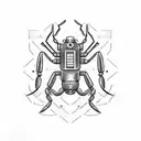 A technician repairing a scorpion-shaped robot tattoo design idea