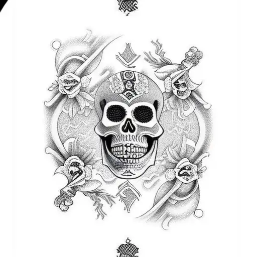 skeletons playing cards  tattoo design idea