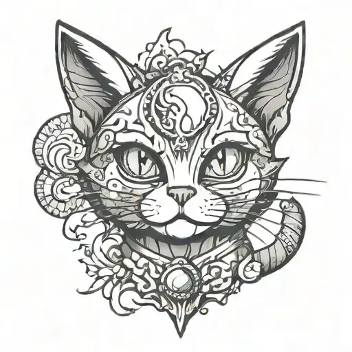 simple cute  fantasy cat tattoo design idea