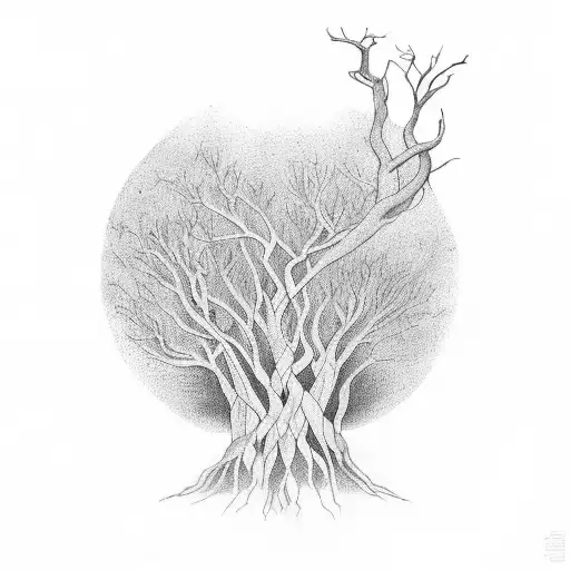 A tattoo of a family tree with each branch representing a different aspect of your life - God's word, dancing, bowling, and family time tattoo design idea