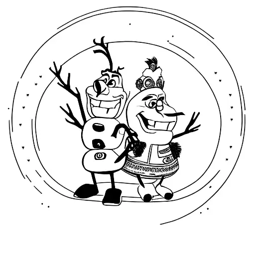 olaf and maui together tattoo design idea