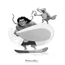 maui from moana surfing with olaf tattoo design idea