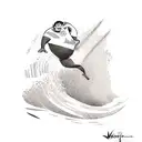 maui from moana surfing with olaf tattoo design idea