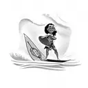 maui from moana surfing with olaf tattoo design idea