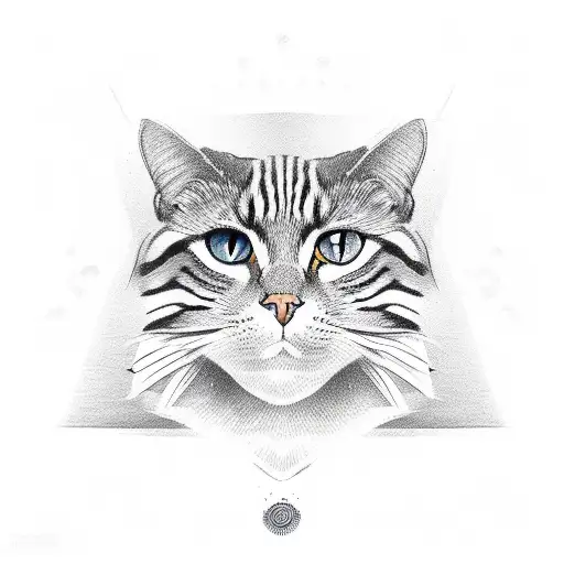 egyptian cat in centre, egyptian symbols around tattoo design idea